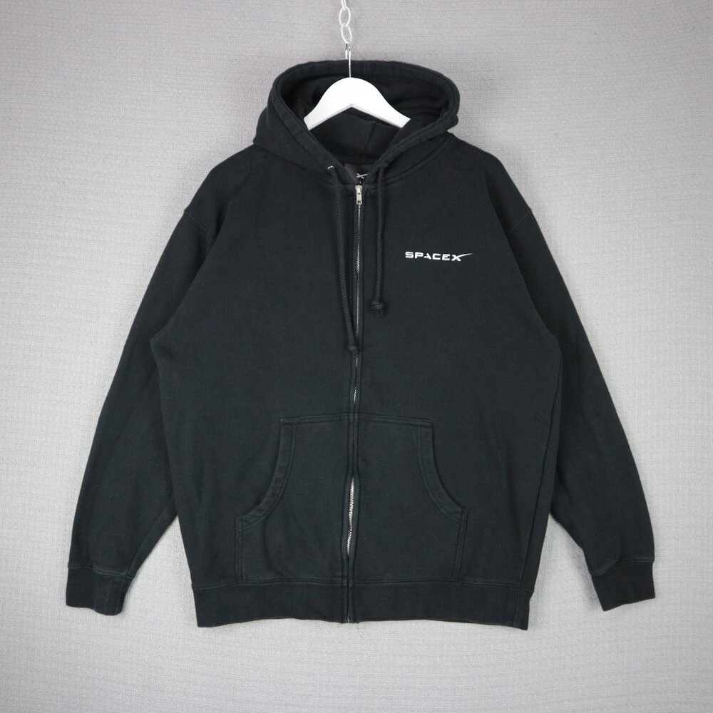 SpaceX F9 Falcon 9 Rocket Zip Up Hoodie Mens Large Elon Musk Space - Picture 2 of 7